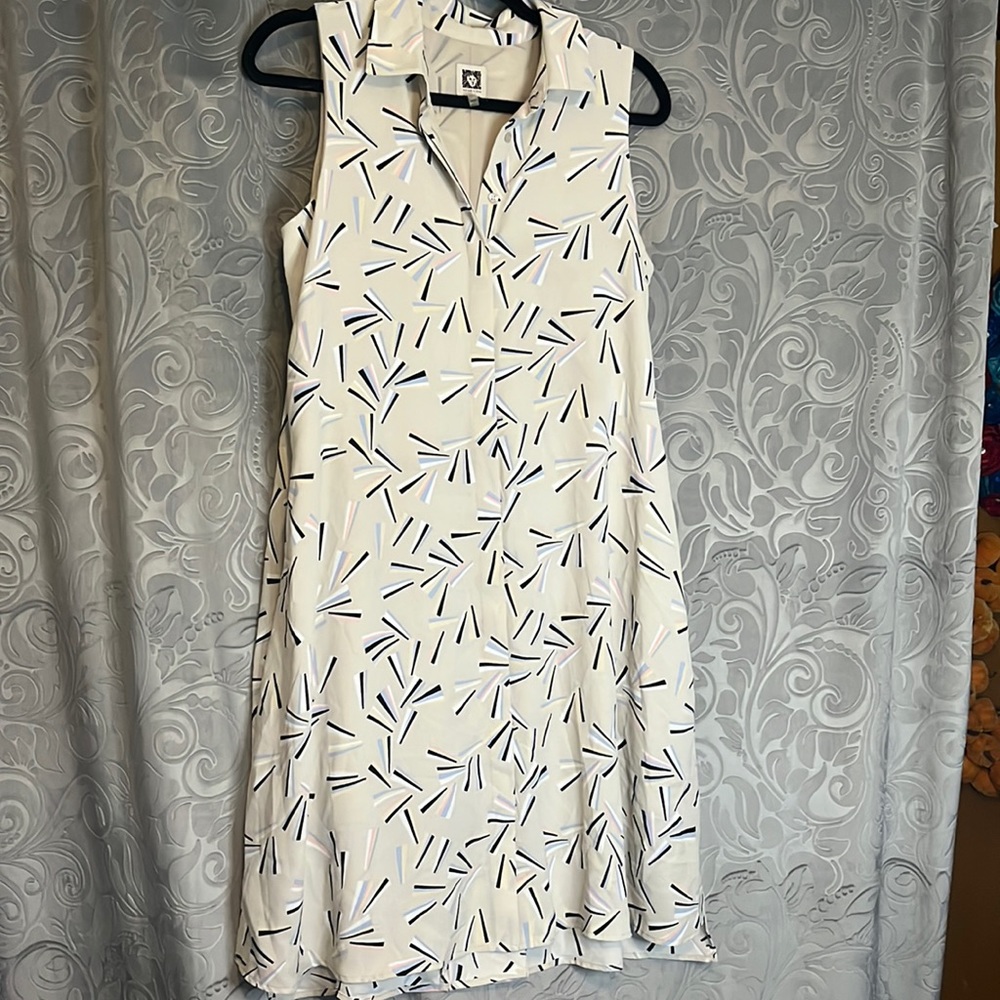 Anne Klein Sleeveless Summer Button Front Dress with Pockets! Size 6 EUC